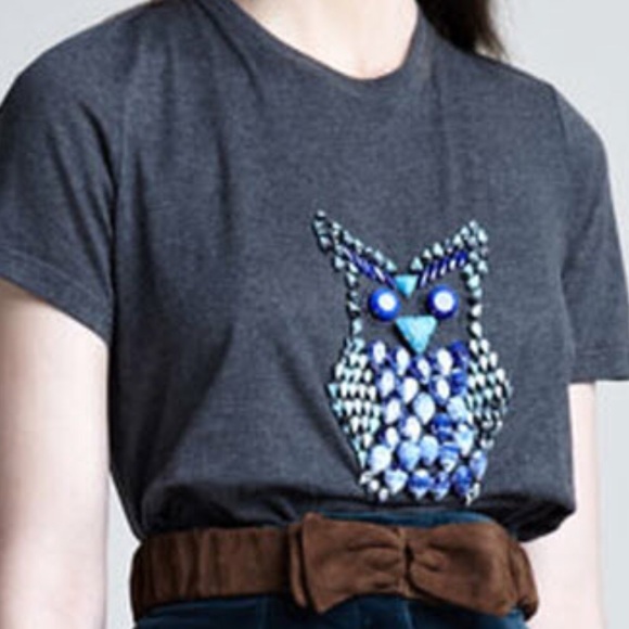 💜Host Pick💜 Burberry Prorsum Beaded Owl Runway T-shirt - Picture 3 of 8